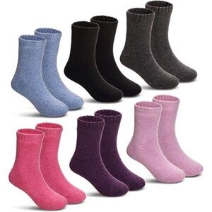 6 Pairs Kids Girls Winter Warm Cozy Thick Heavy Thermal Crew Boot Socks